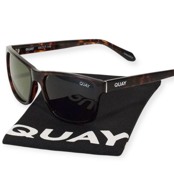 QUAY On Tour Sunglasses Polarized Tortoise Frame Green Lenses Unisex NWT - Picture 2 of 10